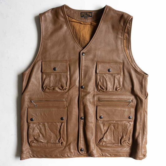 FORT MORGAN VEST Brown Steerhide Leather Vest Size 44