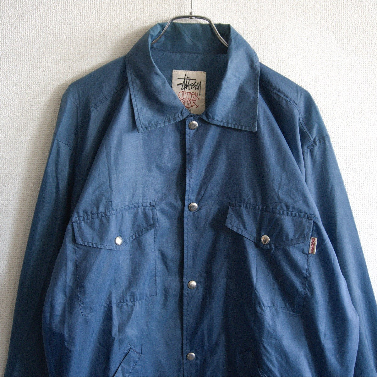OLD STUSSY 90s USA Nylon Snap Button Jacket Size L