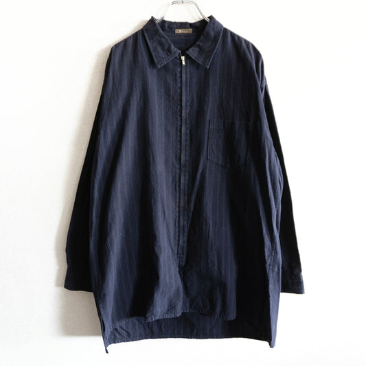 Y's for men Zip-Up Stripe Relaxed Fit Shirt Size L