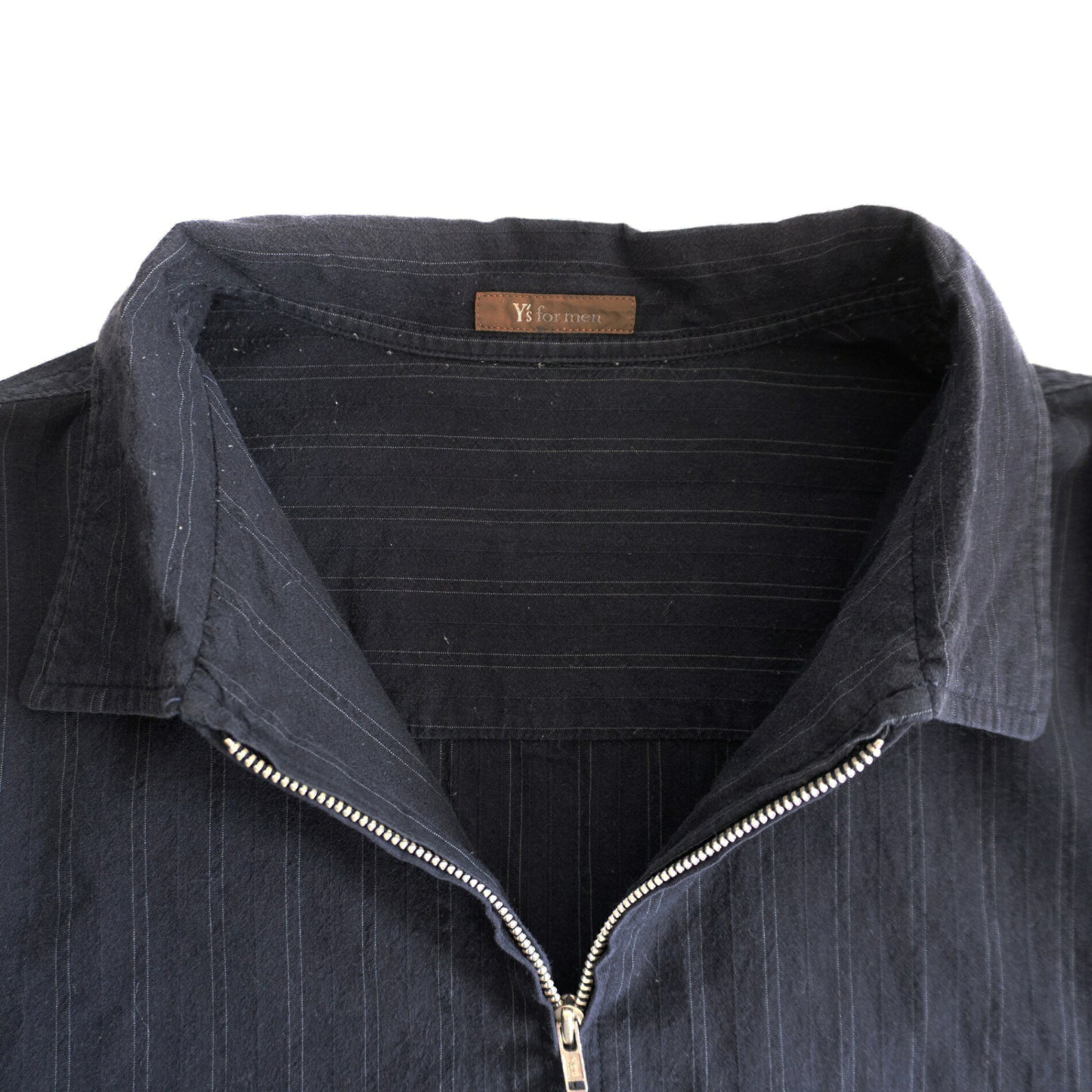 Y's for men Zip-Up Stripe Relaxed Fit Shirt Size L