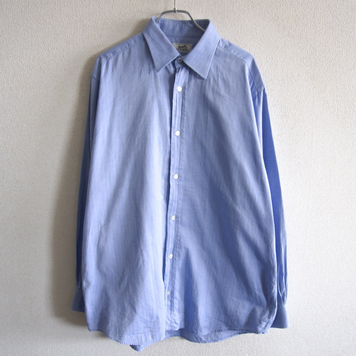 HERMES Cotton Sellier Button Long Sleeve Shirt Size 41
