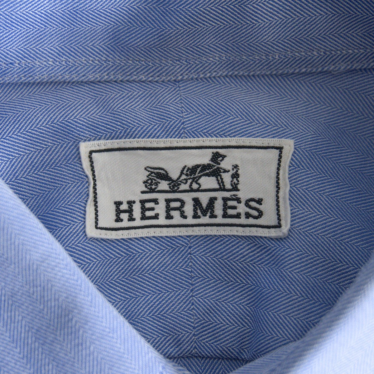 HERMES Cotton Sellier Button Long Sleeve Shirt Size 41