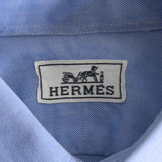 HERMES Cotton Sellier Button Long Sleeve Shirt Size 41
