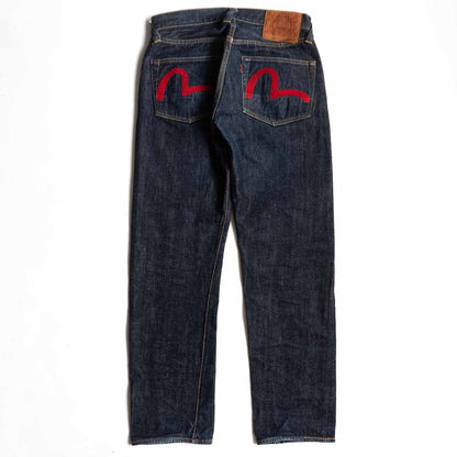 EVISU Lot 2000 Dark Wash Red Embroidery Jeans Size 32×32