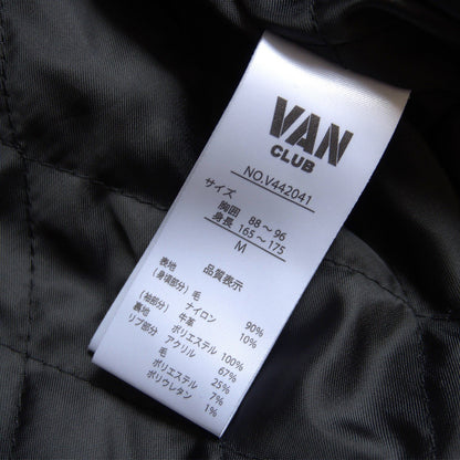 VAN CLUB Leather Sleeve Varsity Jacket Black Size M