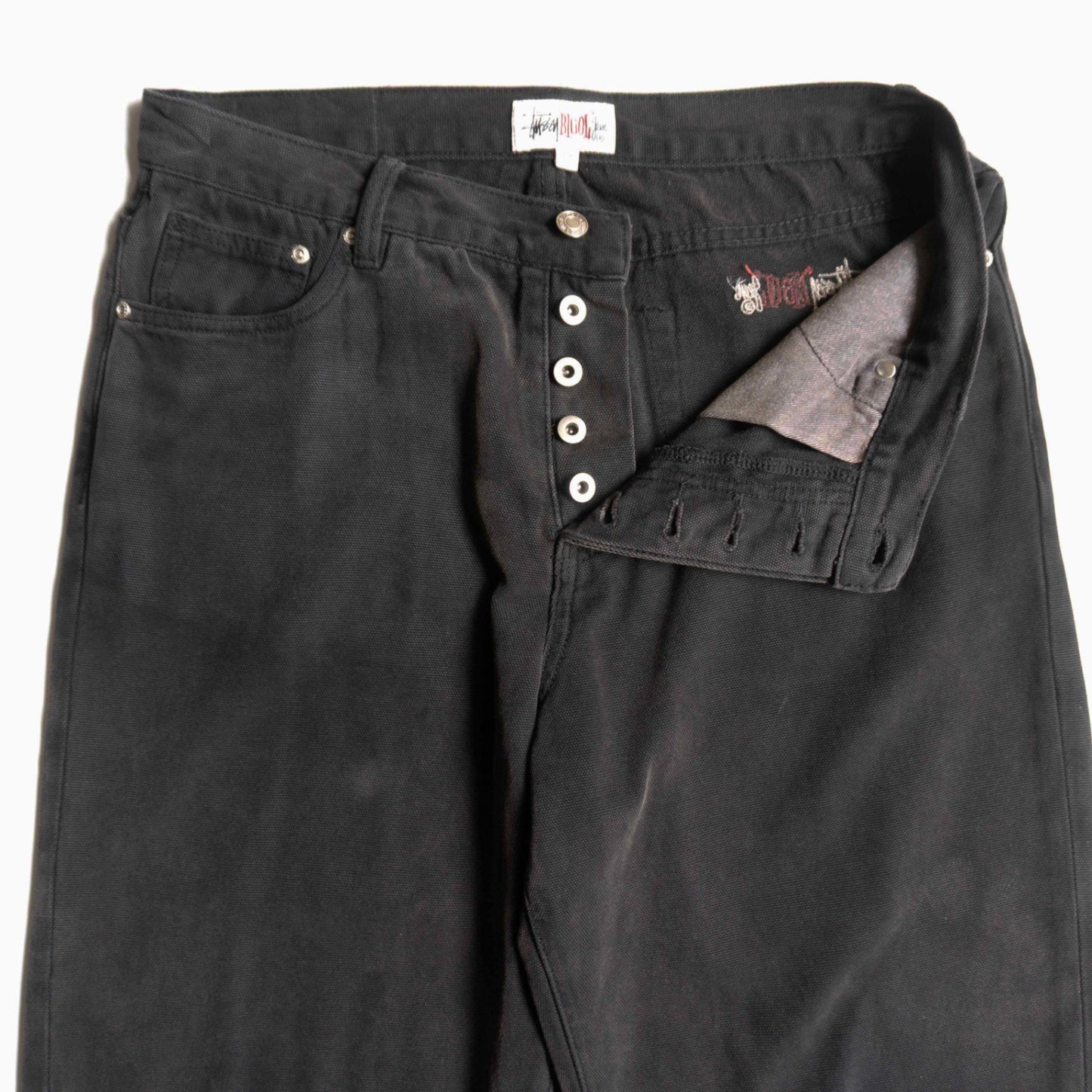 STUSSY Washed Canvas Big OL Black Denim Jeans Size 30