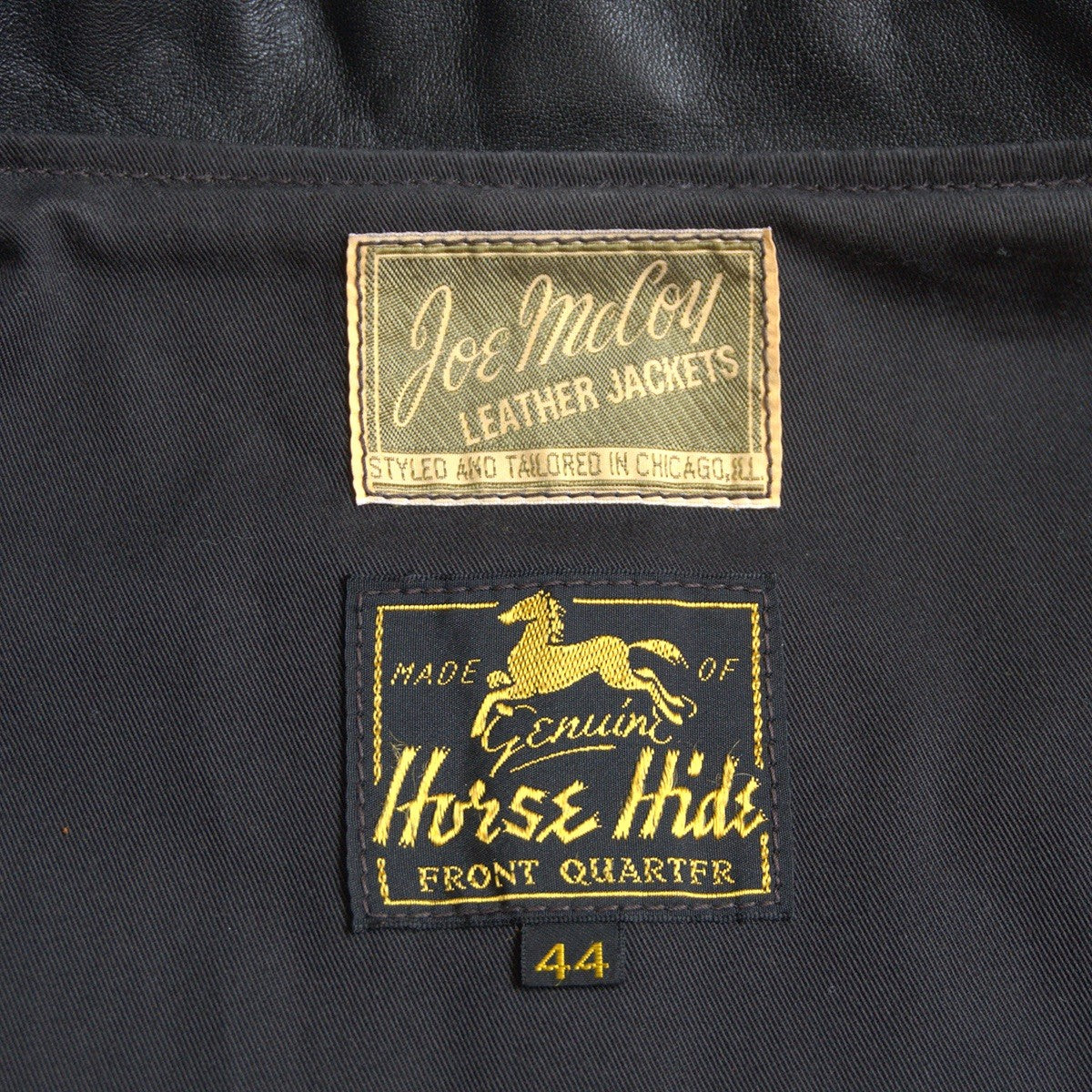 JOE MCCOY '30s Nelson Sport Horsehide Jacket Black Size 44