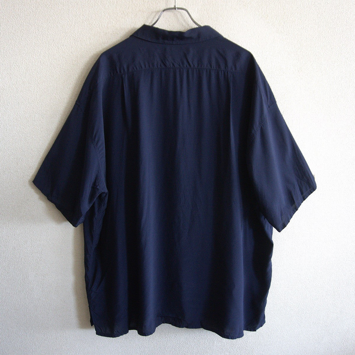 NIGEL CABOURN Rayon Open Collar Shirt Dye Navy Size 54