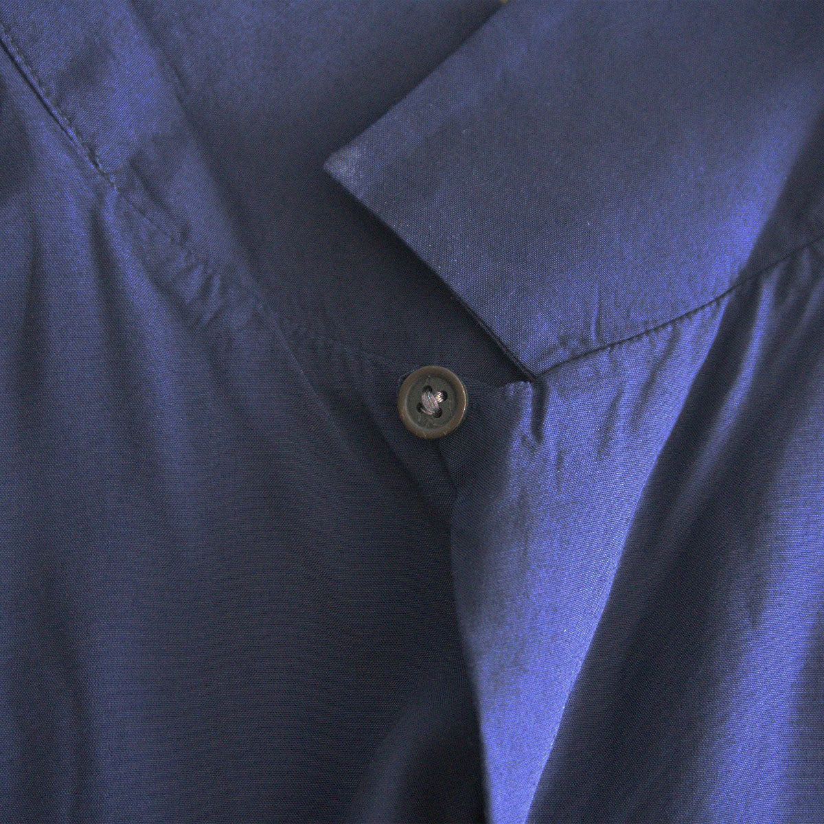 NIGEL CABOURN Rayon Open Collar Shirt Dye Navy Size 54