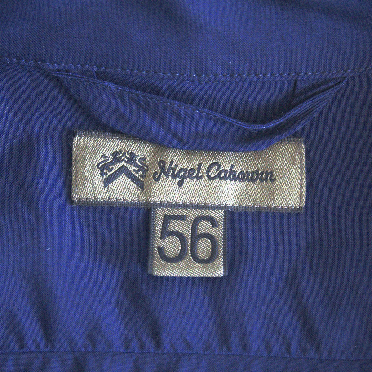 NIGEL CABOURN Rayon Open Collar Shirt Dye Navy Size 54