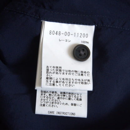 NIGEL CABOURN Rayon Open Collar Shirt Dye Navy Size 54