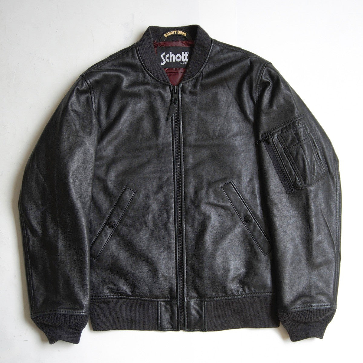 SCHOTT Sheepskin Leather MA-1 Bomber Jacket Size M