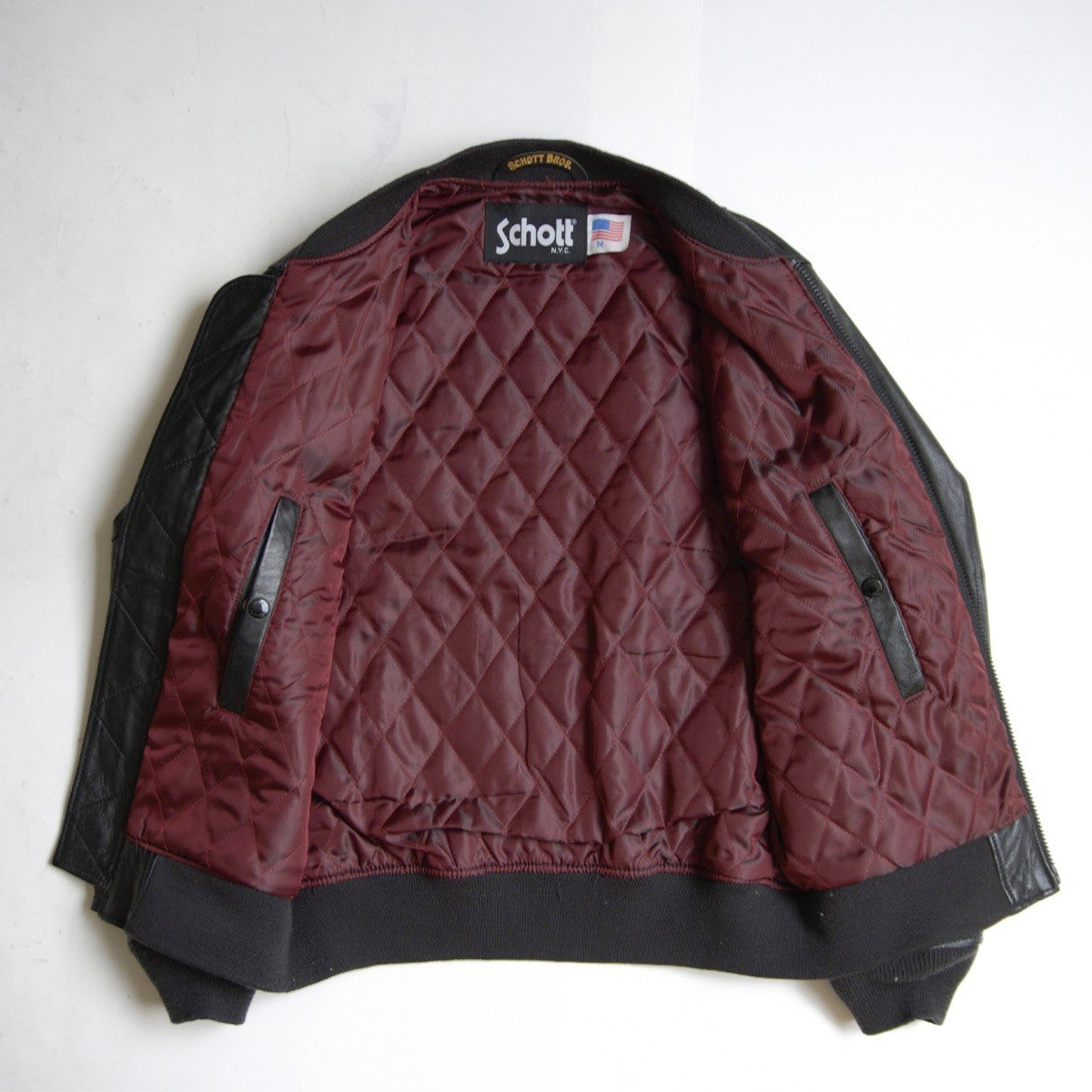 SCHOTT Sheepskin Leather MA-1 Bomber Jacket Size M