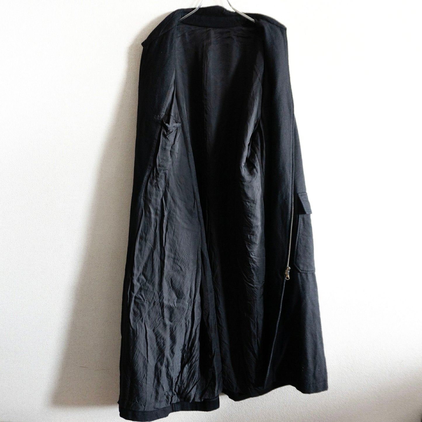 Y's for men Double Zip Wool Long Coat Black Size L
