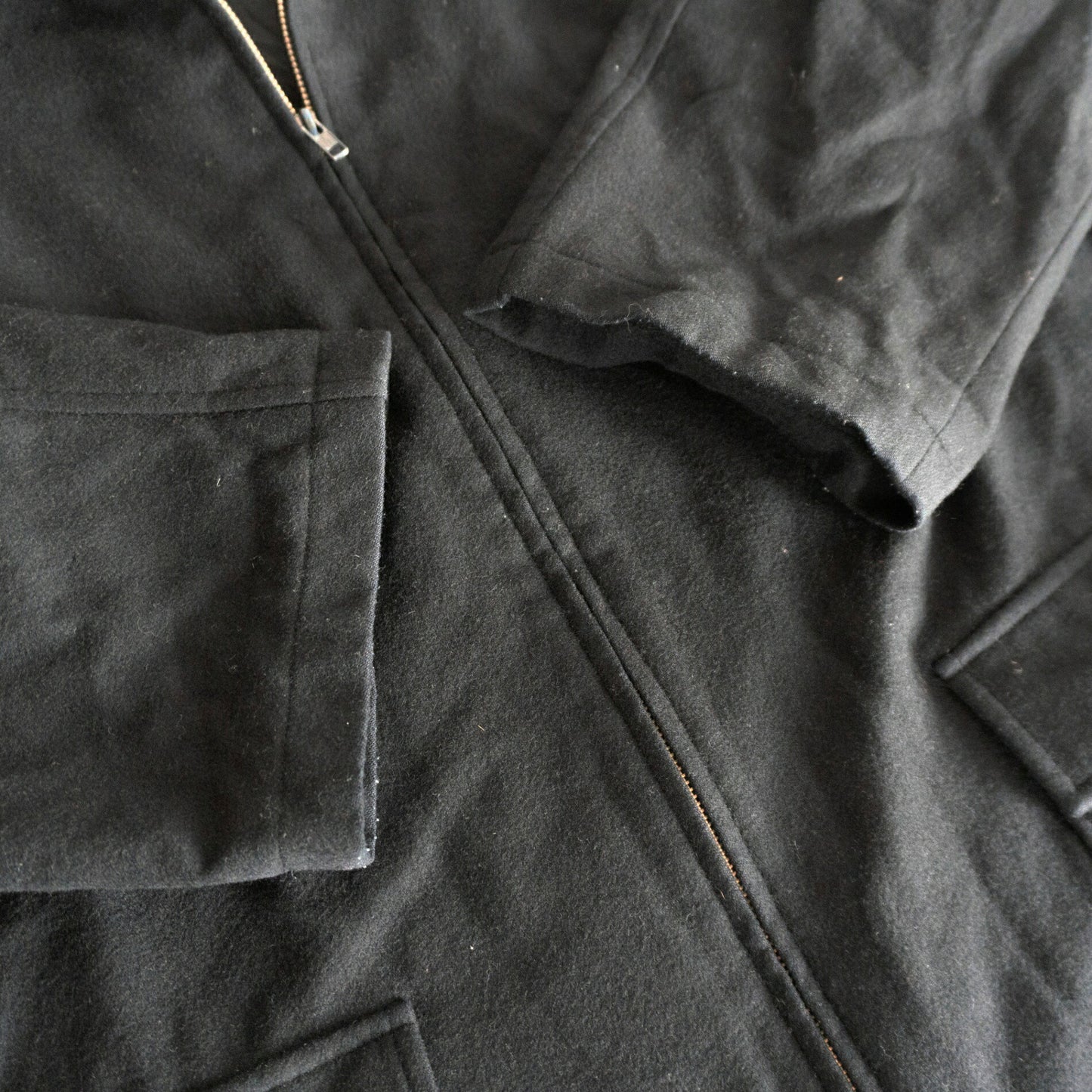 Y's for men Double Zip Wool Long Coat Black Size L