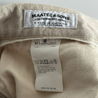 MAATEE&SONS Hard Linen Canvas Trousers Size 2