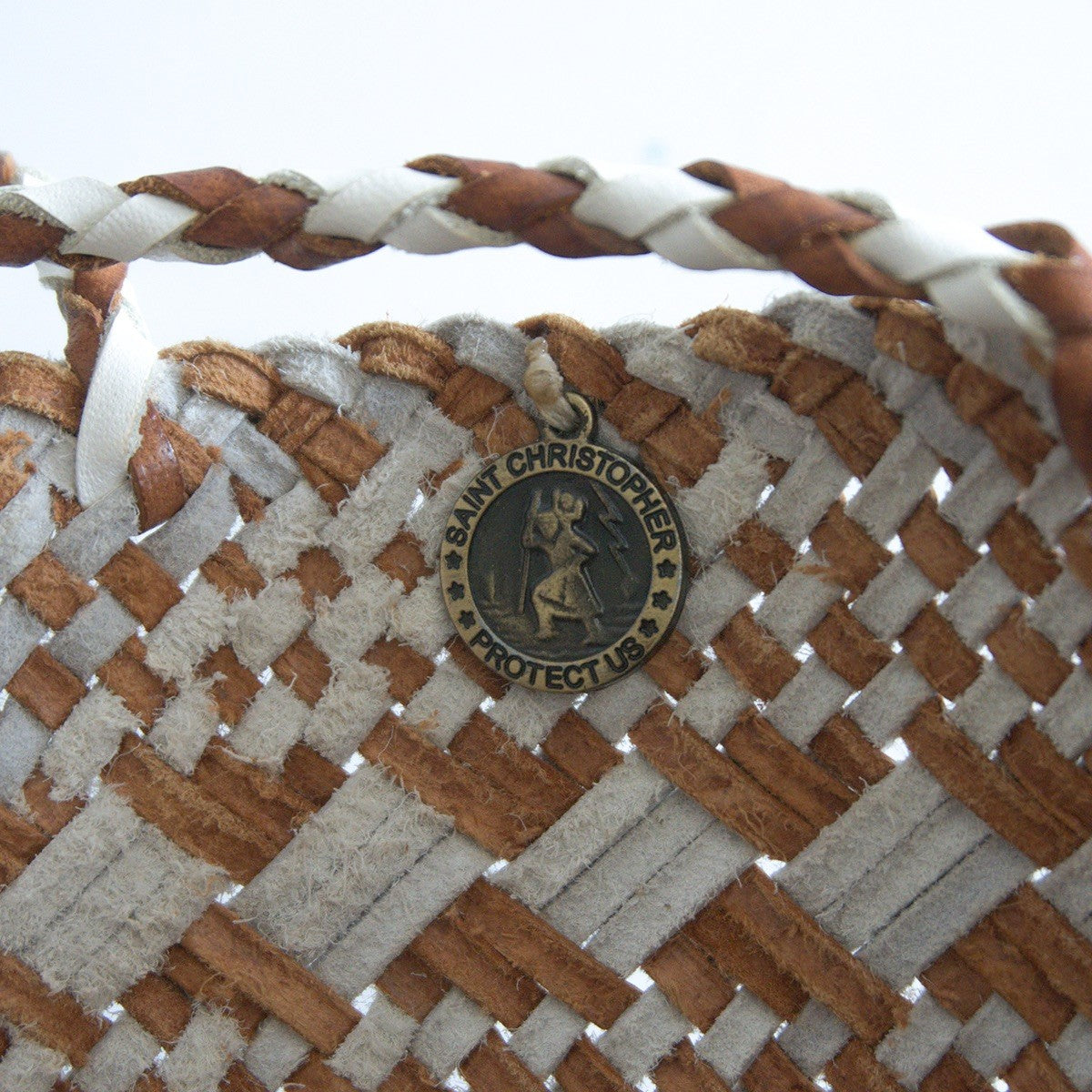 DRAGON Leather Woven Mesh Hand Bag Size ONE SIZE