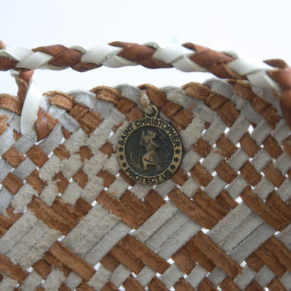 DRAGON Leather Woven Mesh Hand Bag Size ONE SIZE