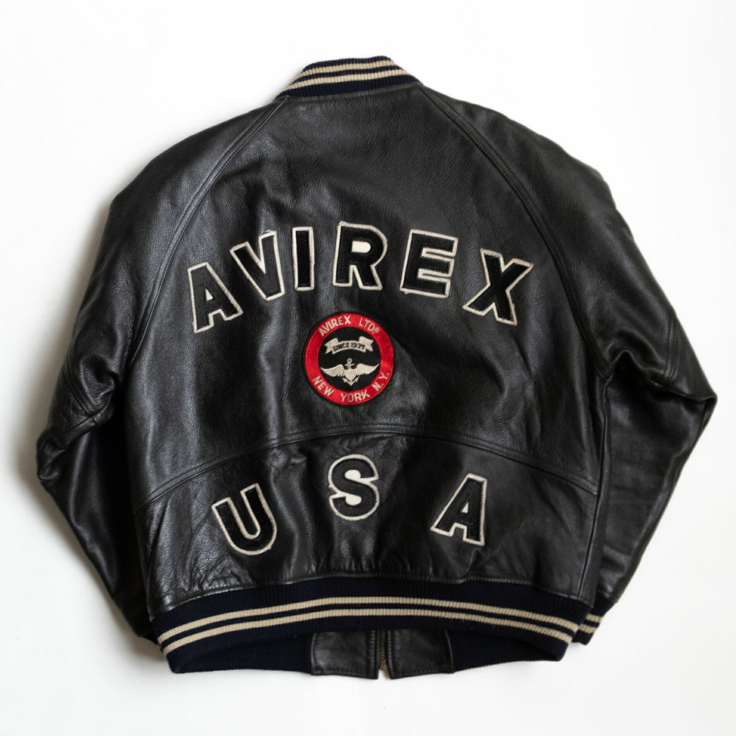 AVIREX All Leather Patches Varsity Jacket Size L