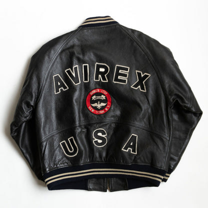 AVIREX All Leather Patches Varsity Jacket Size L