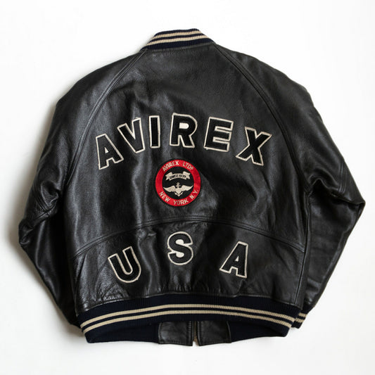 AVIREX All Leather Patches Varsity Jacket Size L