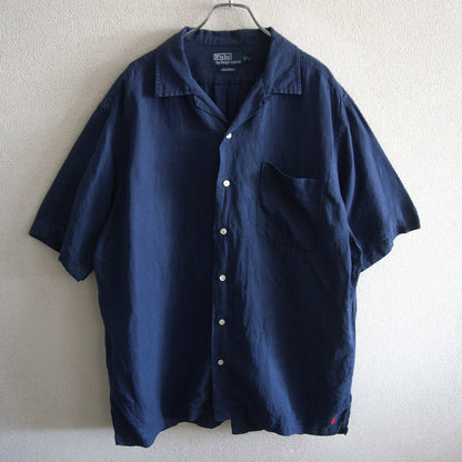 POLO RALPH LAUREN Caldwell Linen Open Shirt Navy Size L
