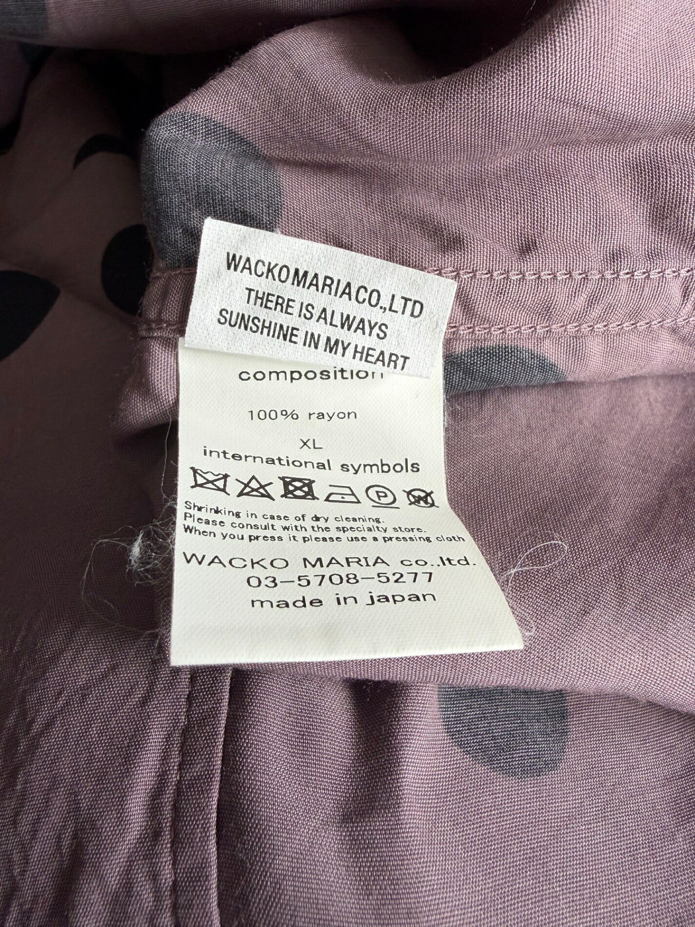 WACKO MARIA Rayon Polka Dot Open Collar Shirt Size XL
