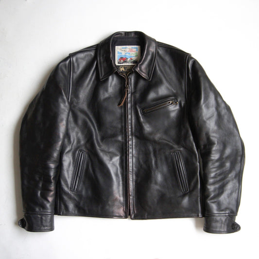 AERO LEATHER Half Belt Horsehide Leather Jacket Size 42