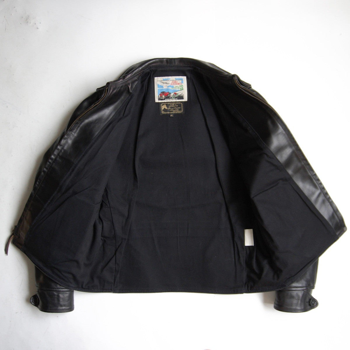 AERO LEATHER Half Belt Horsehide Leather Jacket Size 42