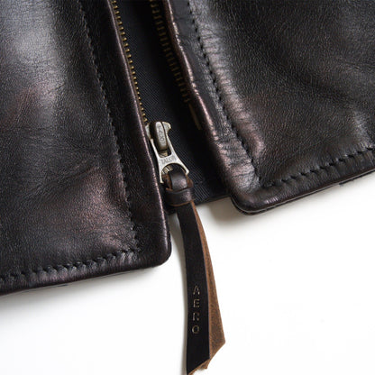 AERO LEATHER Half Belt Horsehide Leather Jacket Size 42