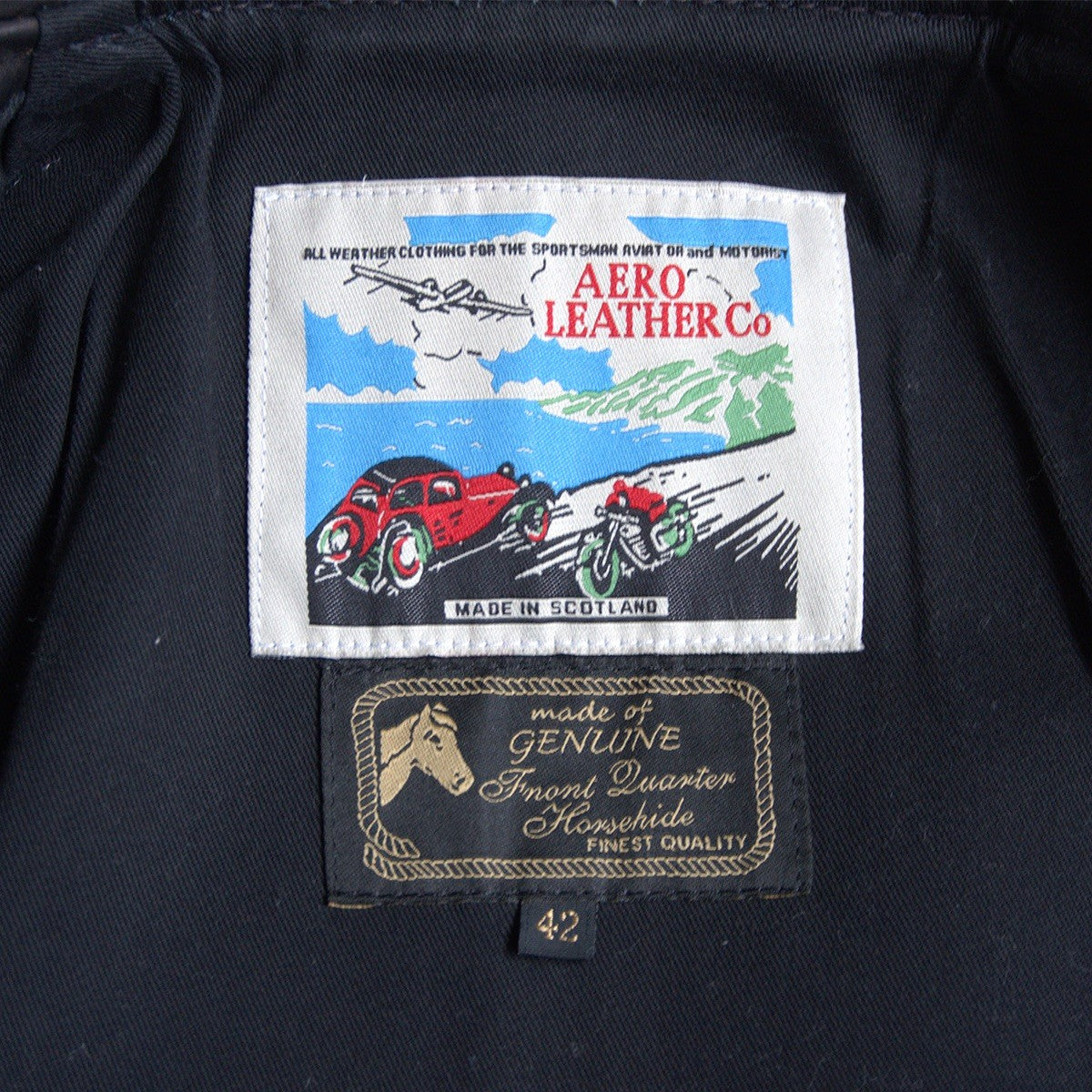 AERO LEATHER Half Belt Horsehide Leather Jacket Size 42