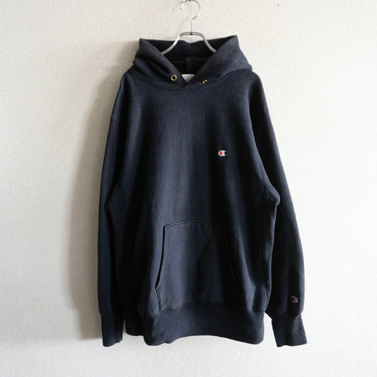 CHAMPION 90s Reverse Weave Black Hoodie USA Made Size L