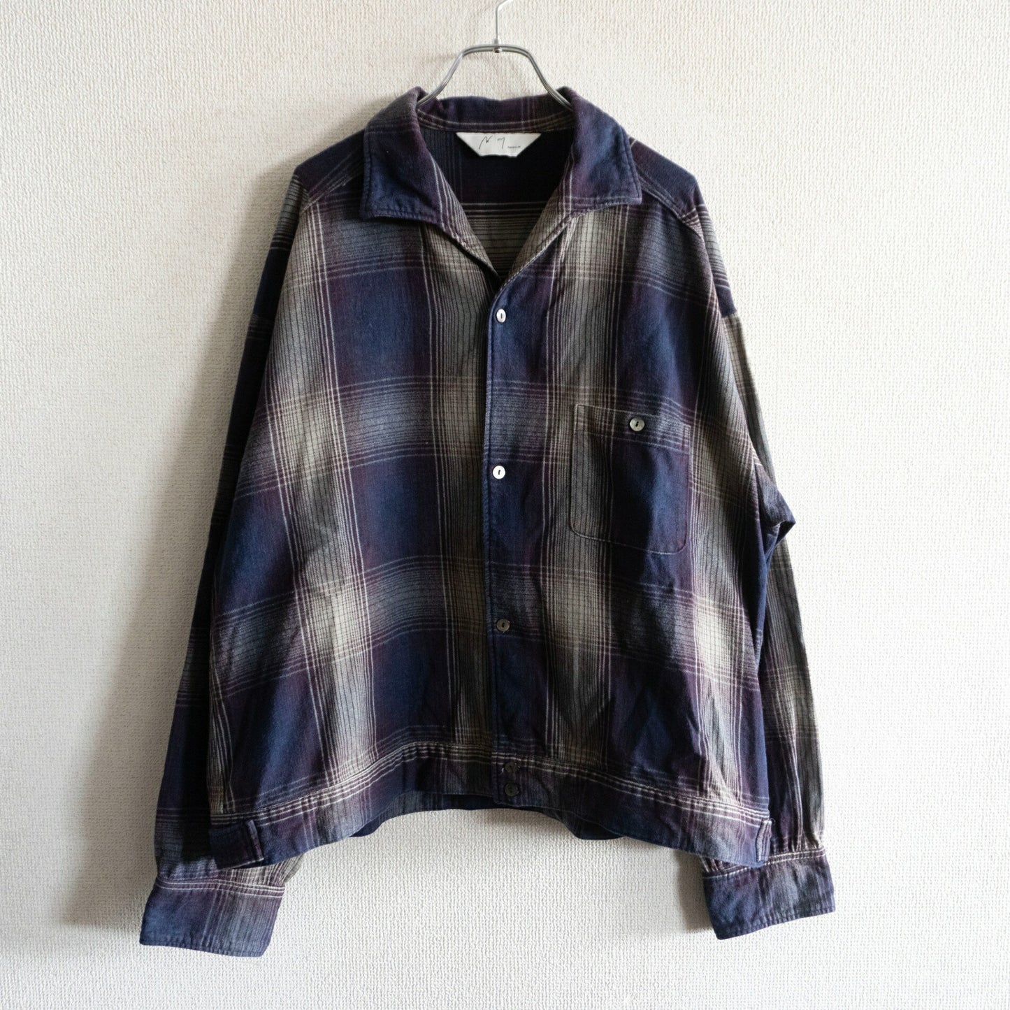 ANCELLM 23AW Flannel Check Short Shirt Jacket Size 3