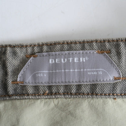 BEUTER Nylon Denim Panel Distressed Jeans Size L