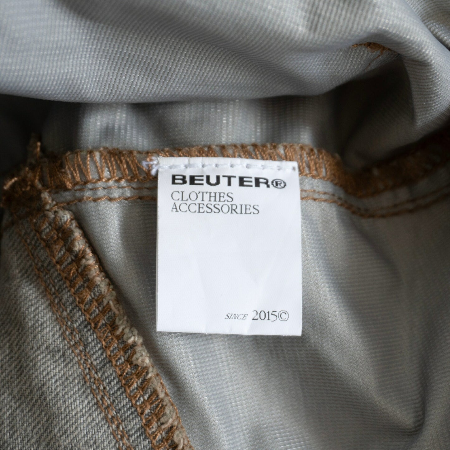 BEUTER Nylon Denim Panel Distressed Jeans Size L