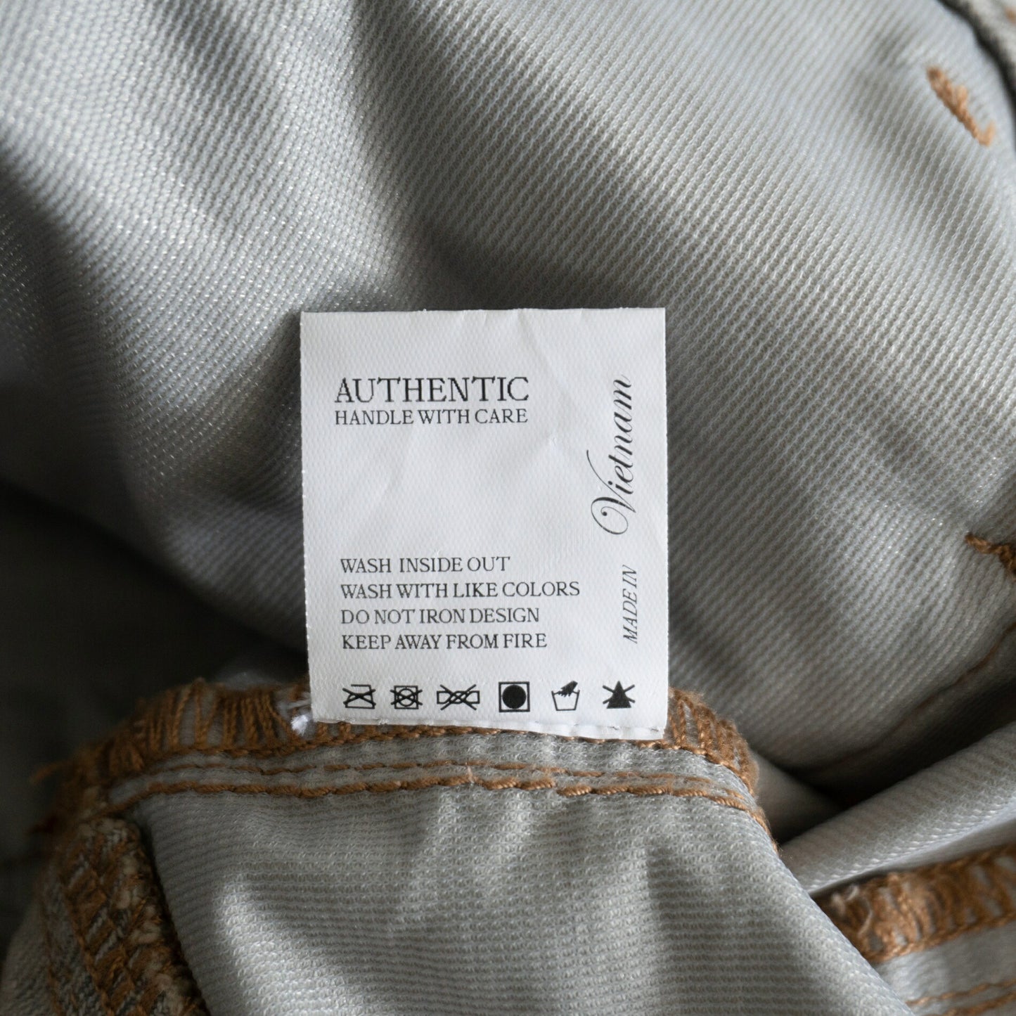 BEUTER Nylon Denim Panel Distressed Jeans Size L