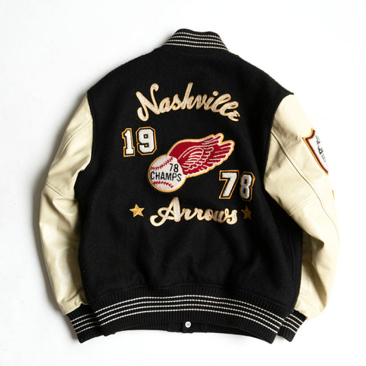 WHITESVILLE Full-Deco Leather Sleeve Varsity Jacket Size 42