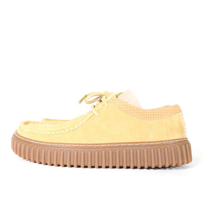 Clarks Torhill Lo Suede Platform Slip-Ons Beige Size 25.0cm