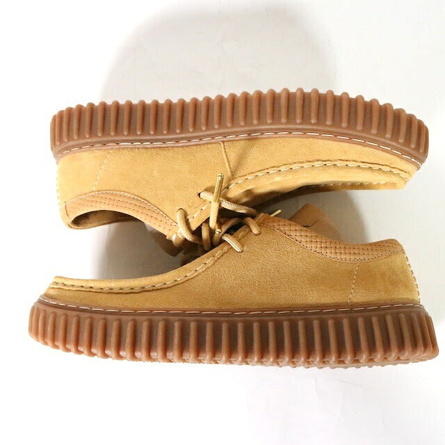Clarks Torhill Lo Suede Platform Slip-Ons Beige Size 25.0cm