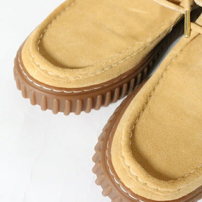 Clarks Torhill Lo Suede Platform Slip-Ons Beige Size 25.0cm