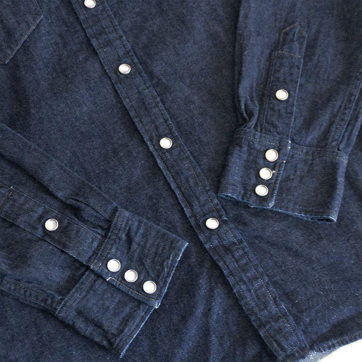 RRL Indigo Buffalo Denim Western Shirt Concho Button Size L