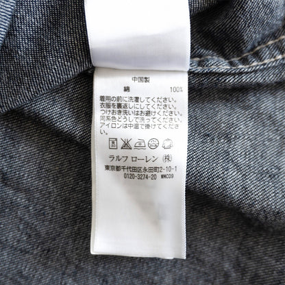 RRL Indigo Buffalo Denim Western Shirt Concho Button Size L