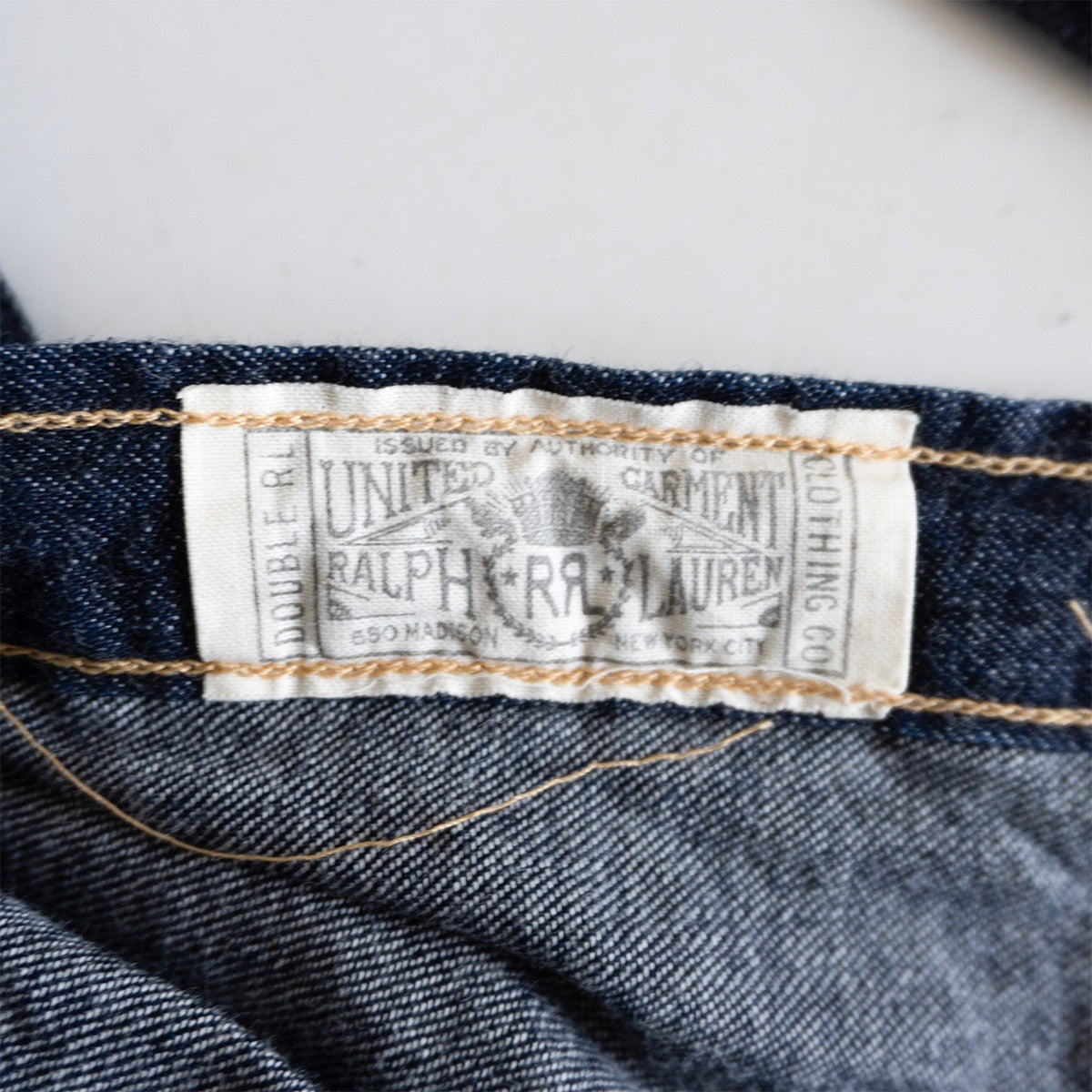 RRL Indigo Buffalo Denim Western Shirt Concho Button Size L