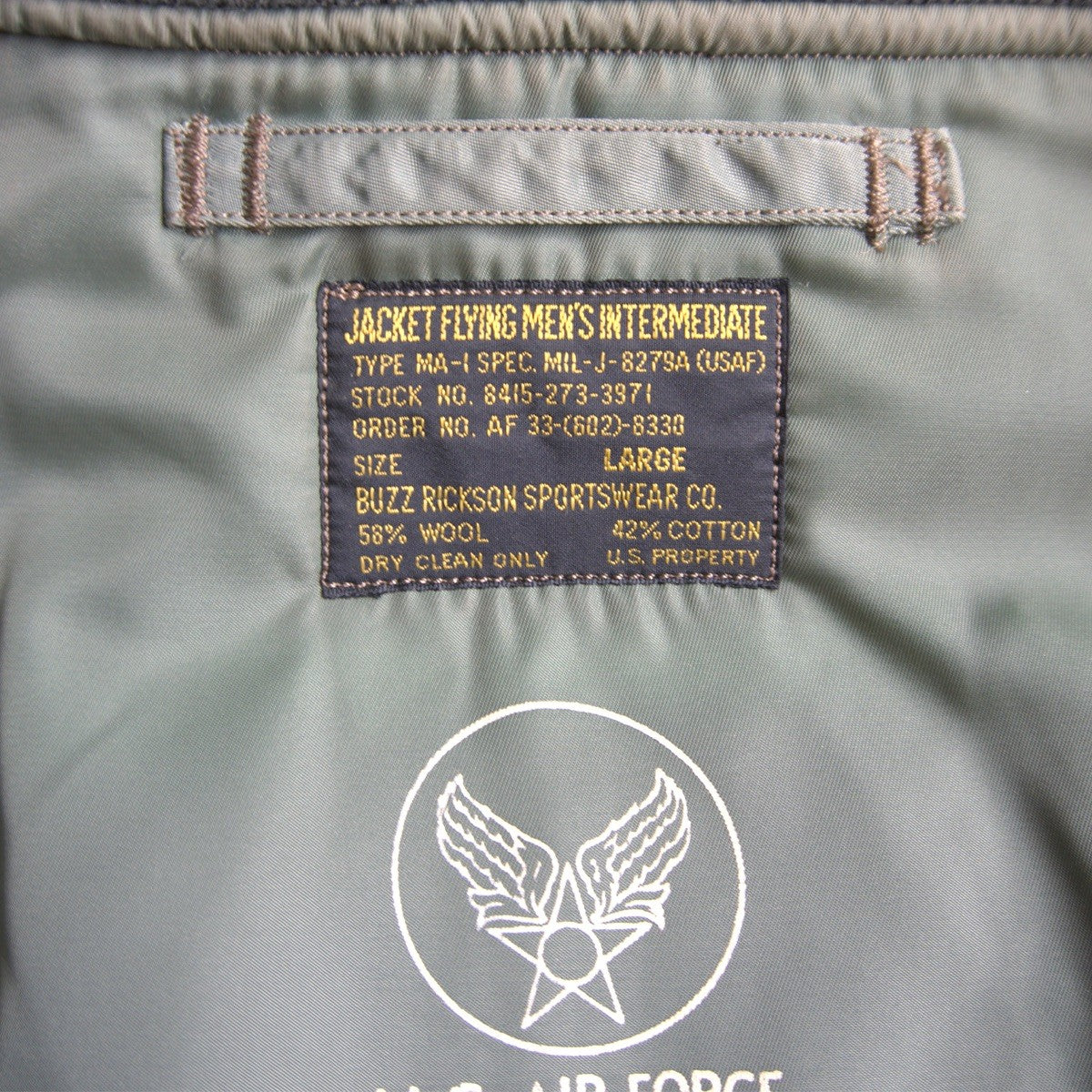 BUZZ RICKSON M-Spec MA-1 Flight Jacket Green Size L