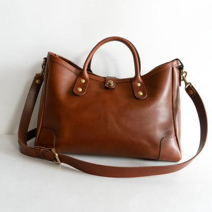 HERZ T-146 Horizontal Leather 2-Way Bag Brown Size ONE SIZE