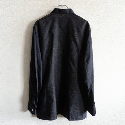 HERMES Selier Button Back Print Shirt Black Size 41