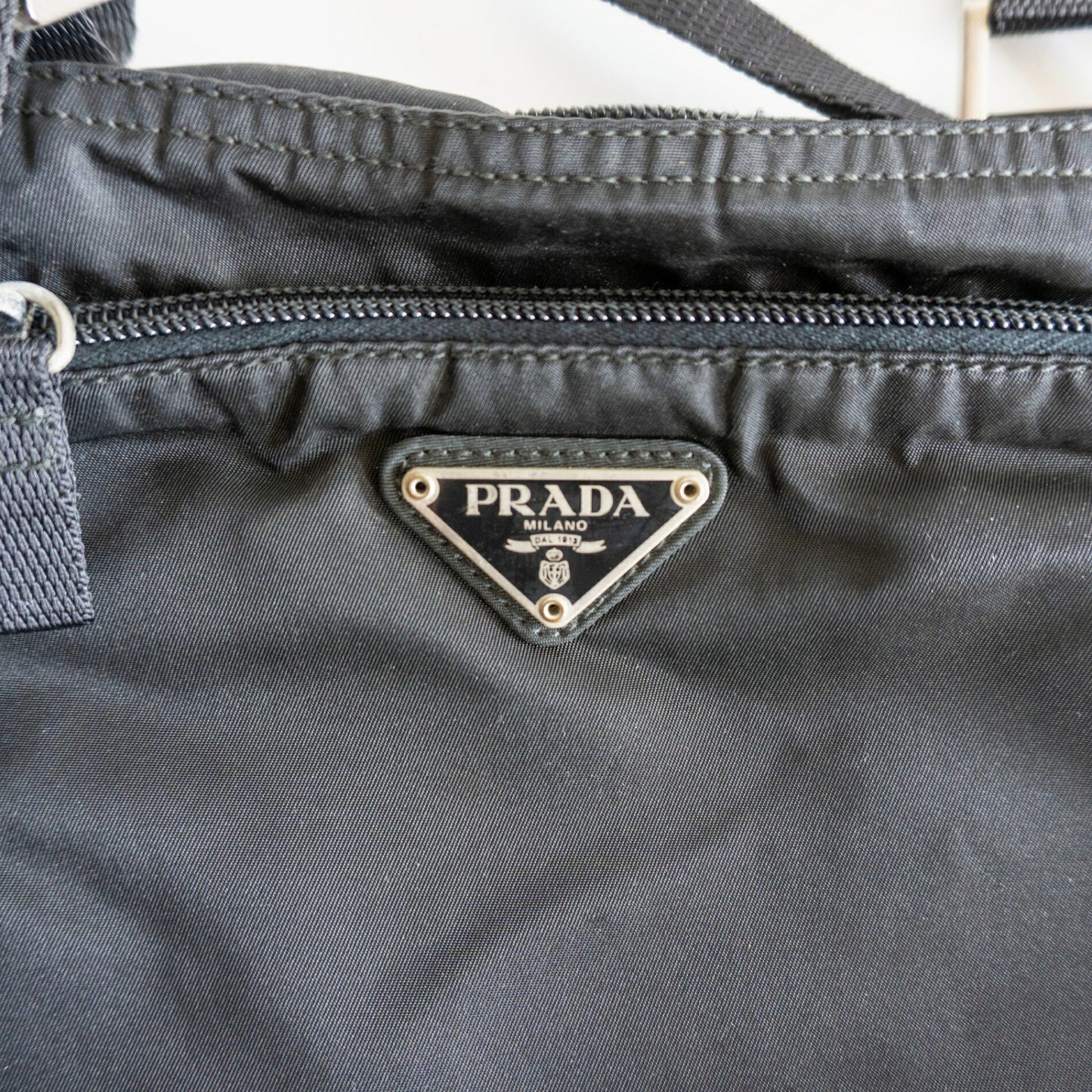 PRADA Triangle Logo Nylon Shoulder Bag Black Size ONE SIZE