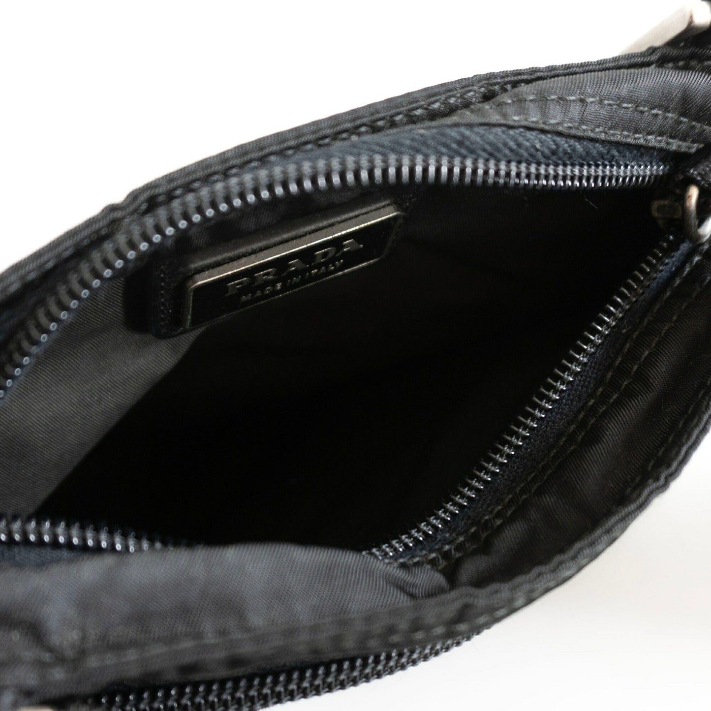 PRADA Triangle Logo Nylon Shoulder Bag Black Size ONE SIZE