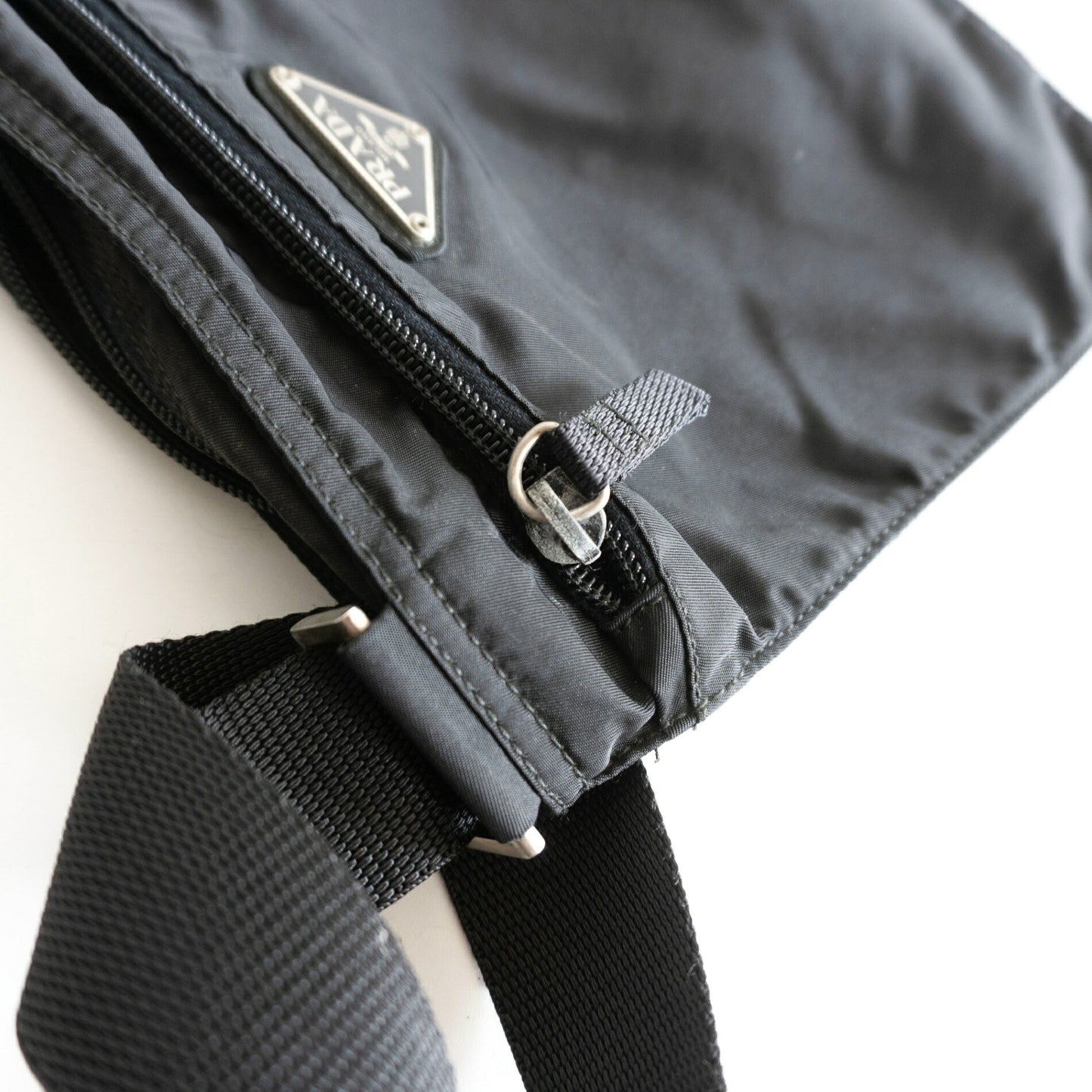 PRADA Triangle Logo Nylon Shoulder Bag Black Size ONE SIZE