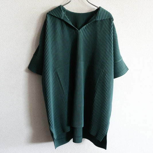HOMME PLISSE ISSEY MIYAKE Pleated Hoodie Green Size 2